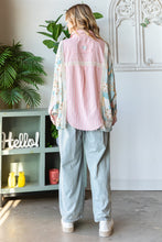Load image into Gallery viewer, Oli &amp; Hali Mixed Fabric Button Down Top in Pink Shirts &amp; Tops Oli &amp; Hali   
