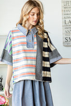 Load image into Gallery viewer, Oli &amp; Hali Mixed Striped Print Top in Blue Shirts &amp; Tops Oli &amp; Hali   
