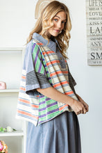 Load image into Gallery viewer, Oli &amp; Hali Mixed Striped Print Top in Blue Shirts &amp; Tops Oli &amp; Hali   
