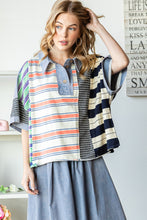 Load image into Gallery viewer, Oli &amp; Hali Mixed Striped Print Top in Blue Shirts &amp; Tops Oli &amp; Hali   
