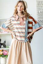 Load image into Gallery viewer, Oli &amp; Hali Mixed Striped Print Top in Terracotta Shirts &amp; Tops Oli &amp; Hali   

