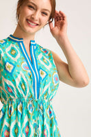 Umgee Ikat Boho Print Midi Dress in Mint