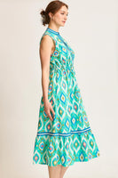 Umgee Ikat Boho Print Midi Dress in Mint