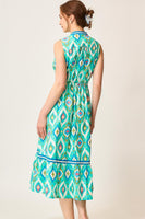 Umgee Ikat Boho Print Midi Dress in Mint