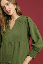 Load image into Gallery viewer, Umgee Solid Color Textured Midi Dress in Olive
