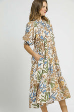 Load image into Gallery viewer, Umgee Bold Floral Print Midi Dress in Latte Mix
