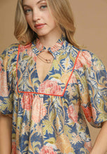 Load image into Gallery viewer, Umgee Floral Print Peasant Top in Navy Mix
