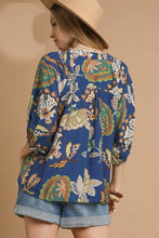 Load image into Gallery viewer, Umgee Boho Paisley Print Top in Navy
