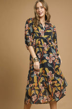 Load image into Gallery viewer, Umgee Lightweight Bold Floral Print Midi Dress in Black Mix
