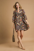 Load image into Gallery viewer, Umgee Floral Print Mini Dress in Brown
