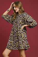 Load image into Gallery viewer, Umgee Corduroy Floral Print Baby Doll Mini Dress in Brown
