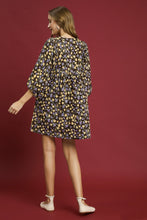 Load image into Gallery viewer, Umgee Corduroy Floral Print Baby Doll Mini Dress in Brown
