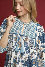 Load image into Gallery viewer, Umgee Contrasting Mixed Print Mini Dress in Blue Mix
