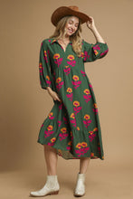 Load image into Gallery viewer, Umgee Floral Print Tiered Maxi Dress in Green Mix
