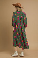Load image into Gallery viewer, Umgee Floral Print Tiered Maxi Dress in Green Mix
