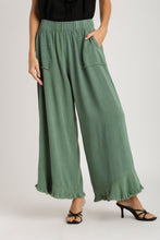 Load image into Gallery viewer, Umgee Solid Color Linen Blend Wide Leg Pants in Lagoon Pants Umgee   
