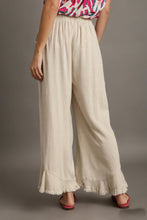 Load image into Gallery viewer, Umgee Solid Color Linen Blend Wide Leg Pants in Oatmeal Pants Umgee   
