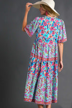 Load image into Gallery viewer, Umgee Mixed Floral Print Round Neck Maxi Dress in Mint Mix Dress Umgee   
