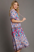 Load image into Gallery viewer, Umgee Mixed Floral Print Round Neck Maxi Dress in Blue Mix Dress Umgee   
