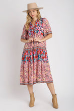 Load image into Gallery viewer, Umgee Mixed Floral Print Round Neck Maxi Dress in Navy Mix Dress Umgee   
