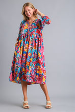 Load image into Gallery viewer, Umgee Floral Peasant Dress in Mulberry Mix Dress Umgee   
