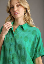 Load image into Gallery viewer, Umgee Textured Fabric Button Down Top in Green Shirts &amp; Tops Umgee   
