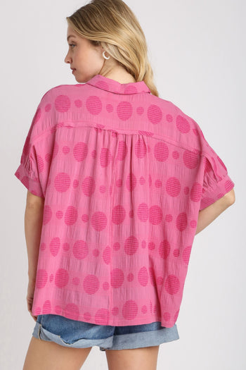 Umgee Textured Fabric Button Down Top in Rose Shirts & Tops Umgee   