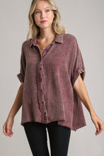 Load image into Gallery viewer, Umgee Gauze Button Down Top in Plum Top Umgee   
