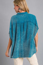 Load image into Gallery viewer, Umgee Gauze Button Down Top in Teal Blue Top Umgee   

