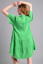 Load image into Gallery viewer, Umgee Mineral Washed Short Tiered Dress in Grass Green Dress Umgee   

