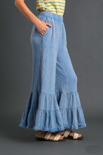 Load image into Gallery viewer, Umgee Mineral Washed Tiered Flare Pants in Denim Color Pants Umgee   
