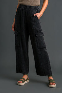 Umgee Mineral Washed Cargo Pants in Ash Pants Umgee   