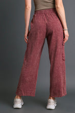 Load image into Gallery viewer, Umgee Mineral Washed Cargo Pants in Wine Pants Umgee   
