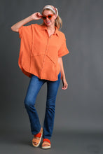 Load image into Gallery viewer, Umgee High Low Hem Button Down Shirt in Papaya Shirts &amp; Tops Umgee   
