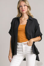 Load image into Gallery viewer, Umgee High Low Hem Button Down Shirt in Black Shirts &amp; Tops Umgee   
