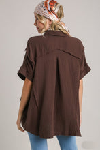 Load image into Gallery viewer, Umgee High Low Hem Button Down Shirt in Brown Shirts &amp; Tops Umgee   
