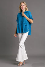 Load image into Gallery viewer, Umgee High Low Hem Button Down Shirt in Teal Blue Shirts &amp; Tops Umgee   
