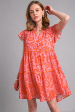 Load image into Gallery viewer, Umgee Flower Print Dress with Satin Tape Details in Light Pink Mix Dress Umgee   
