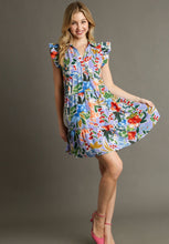 Load image into Gallery viewer, Umgee Floral Print Smocked Shoulder Dress in Lavender Mix Dress Umgee   

