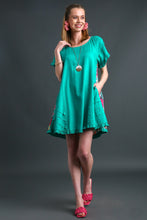 Load image into Gallery viewer, Umgee Pin-Tucked Dress with Floral Print Back in Jade Dress Umgee   
