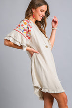 Load image into Gallery viewer, Umgee Embroidery High Low Hem Dress in Oatmeal Dress Umgee   
