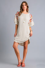 Load image into Gallery viewer, Umgee Embroidery High Low Hem Dress in Oatmeal Dress Umgee   

