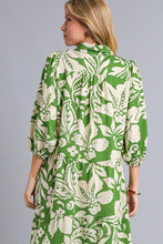 Load image into Gallery viewer, Umgee Two Toned Floral Print Tiered Midi Dress in Green ON ORDER Dress Umgee   
