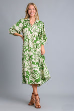 Load image into Gallery viewer, Umgee Two Toned Floral Print Tiered Midi Dress in Green ON ORDER Dress Umgee   
