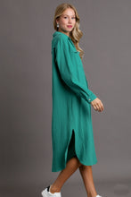 Load image into Gallery viewer, Umgee Cotton Gauze Button Down Shirt Dress in Jade Dresses Umgee   
