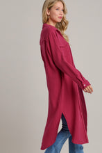 Load image into Gallery viewer, Umgee Cotton Gauze Button Down Shirt Dress in Ruby Dresses Umgee   
