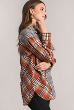 Load image into Gallery viewer, Umgee Mixed Plaid Half Button Down Top in Brick Mix Shirts &amp; Tops Umgee   

