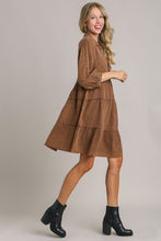 Load image into Gallery viewer, Umgee Snow Washed Cotton Gauze Dress in Brown Dress Umgee   
