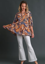 Load image into Gallery viewer, Umgee Paisley Print Babydoll Top in Teal Mix Shirts &amp; Tops Umgee   
