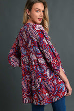Load image into Gallery viewer, Umgee Paisley Print Babydoll Top in Wine Mix Shirts &amp; Tops Umgee   

